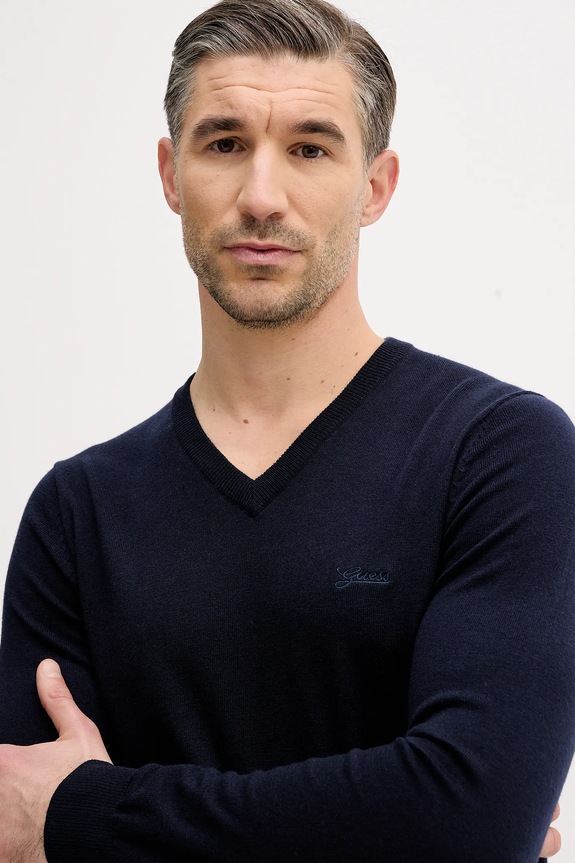 Светр з домішкою шовку Guess DAREN темно-синій M5YR27.Z0122