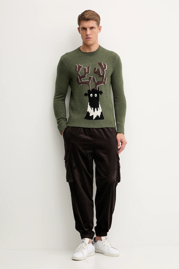 EA7 Emporio Armani pulover din amestec de lână AF17652.7M001128 verde AW25