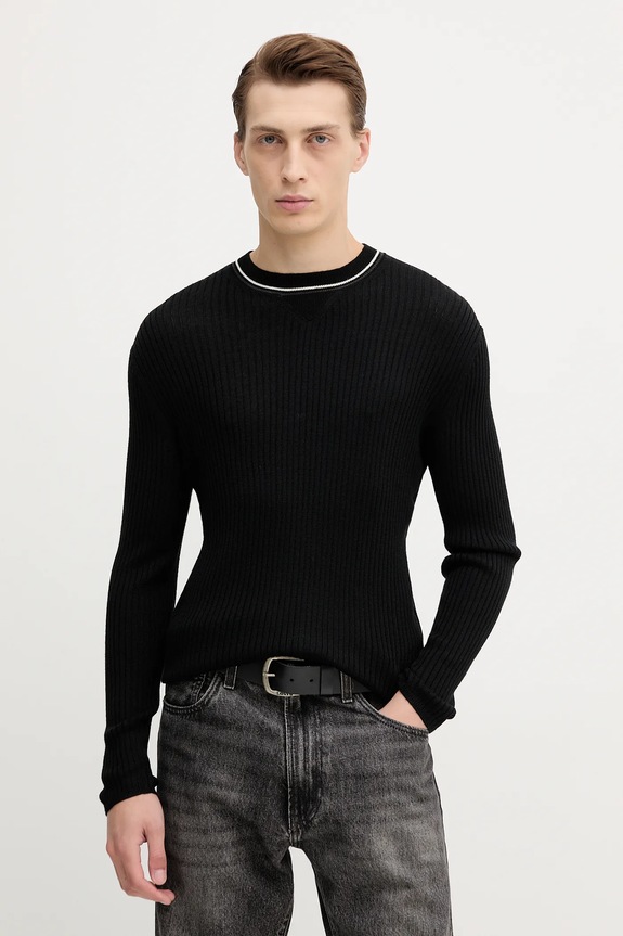 Vuneni pulover Armani Exchange bez uzorka crna XM000893.AF14007