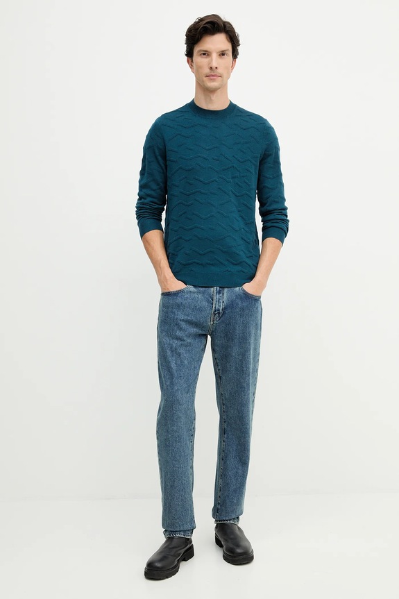 Armani Exchange sweter z dodatkiem wełny XM001560.AF11982 turkusowy AW25