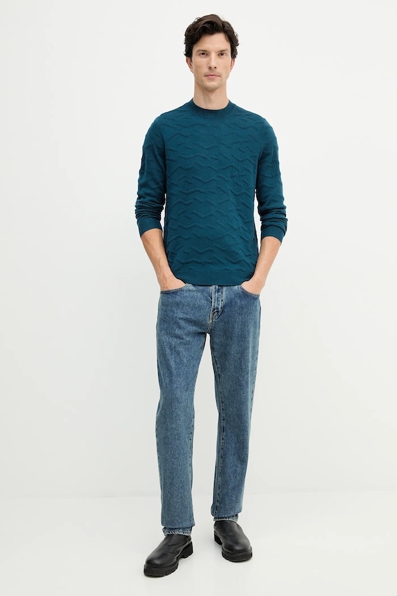 Armani Exchange sweter z dodatkiem wełny XM001560.AF11982 turkusowy AW25