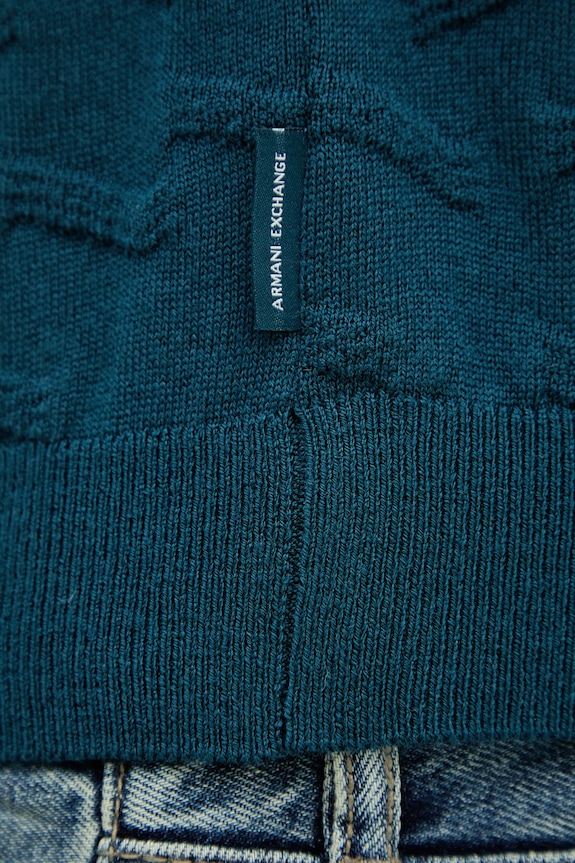 Armani Exchange sweter z dodatkiem wełny XM001560.AF11982 turkusowy