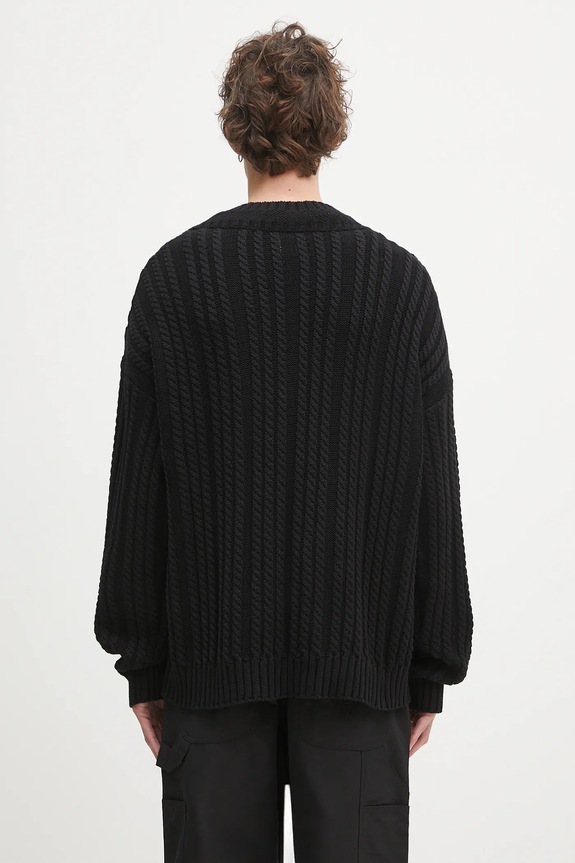 Одежда Хлопковый свитер Sky High Farm Cableknit v-neck SHF07N005 чёрный