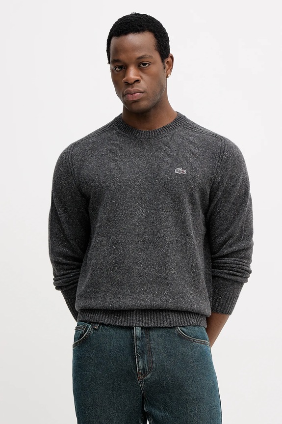 Lacoste pulóver gyapjúkeverékből selyemszállal szürke AH5173