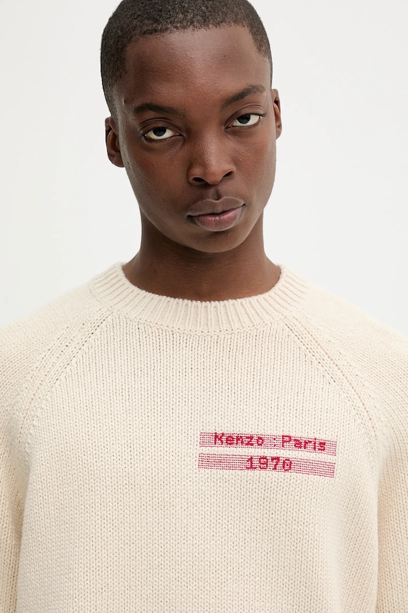 Μάλλινη μπλουζα Kenzo μπεζ FF65PU7453CF