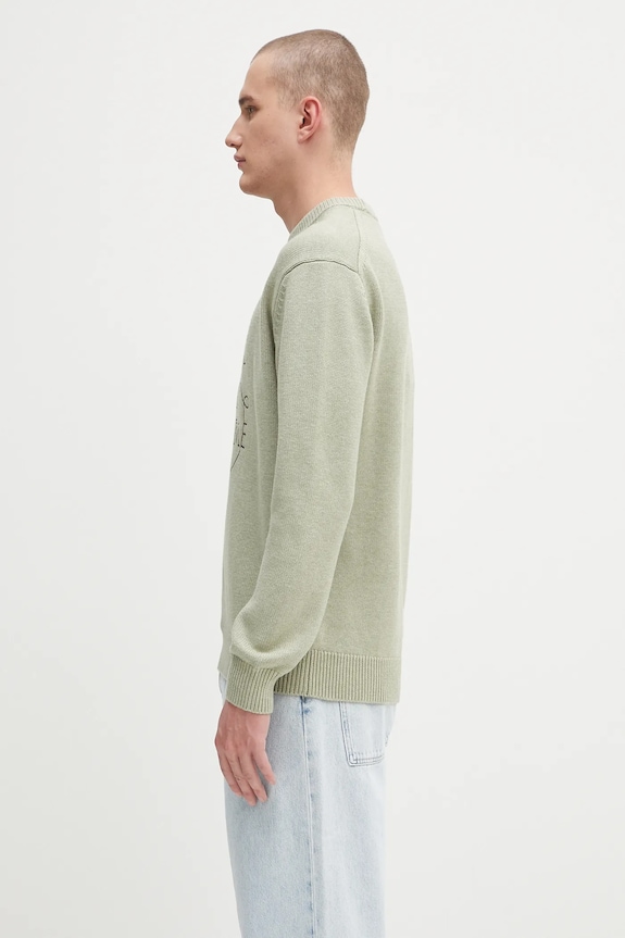 Vlnený sveter Drôle de Monsieur La Maille Slogan Tresses H.PO191.WO023 zelená AW25
