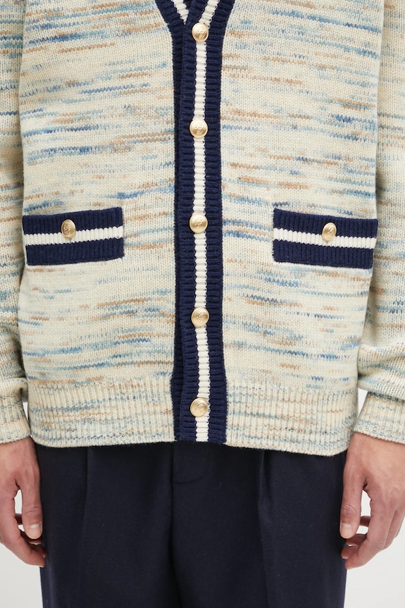 Drôle de Monsieur woolen cardigan Le Cardigan MoulinE beige I.CA161.WO018