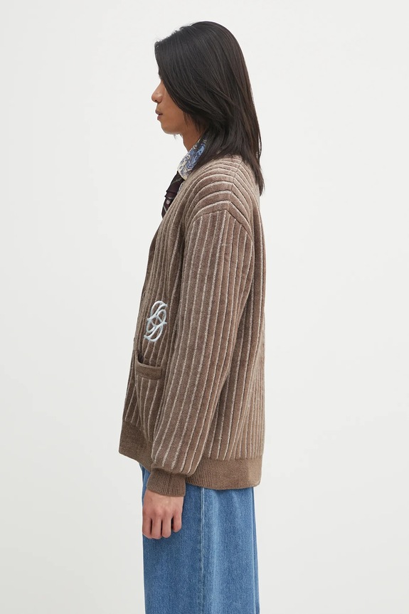 Drôle de Monsieur Le Cardigan Monogramme kardigan z dodatkiem wełny męski I.CA159.VI024 brązowy AW25