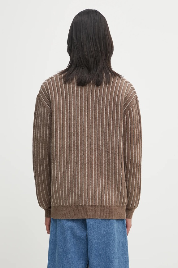 Odzież Drôle de Monsieur Le Cardigan Monogramme kardigan z dodatkiem wełny męski I.CA159.VI024 brązowy