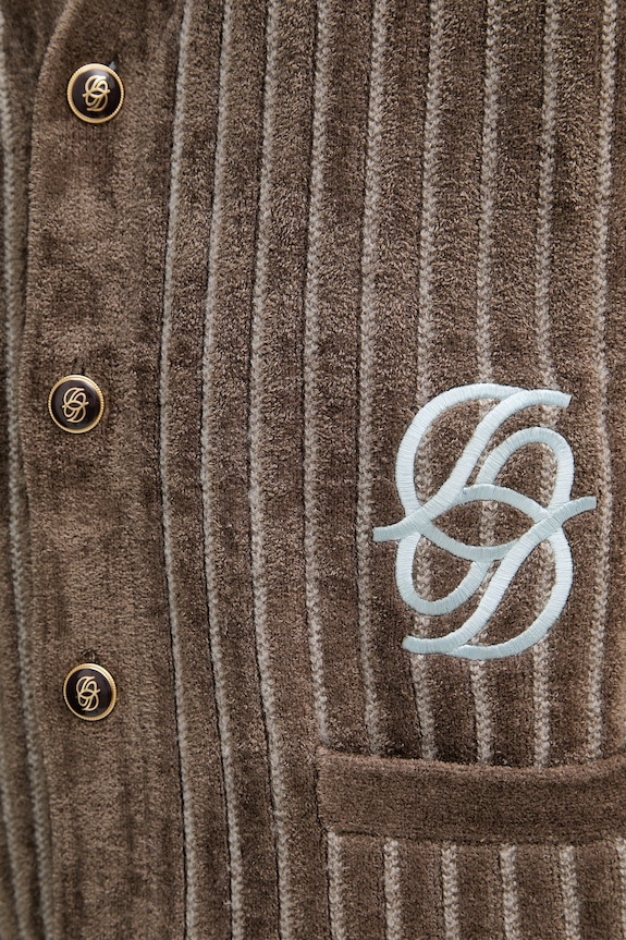 Drôle de Monsieur cardigan bărbătesc cu amestec de lână Le Cardigan Monogramme I.CA159.VI024 maro