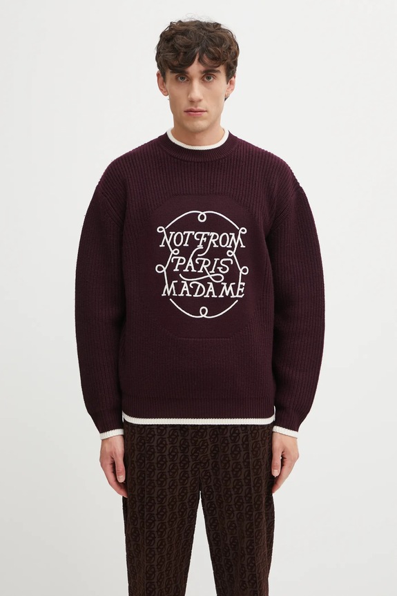 Vuneni pulover Drôle de Monsieur La Maille Slogan natpis ljubičasta I.PO184.WO007