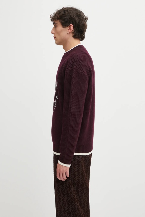Drôle de Monsieur maglione in lana La Maille Slogan I.PO184.WO007 violetto AW25