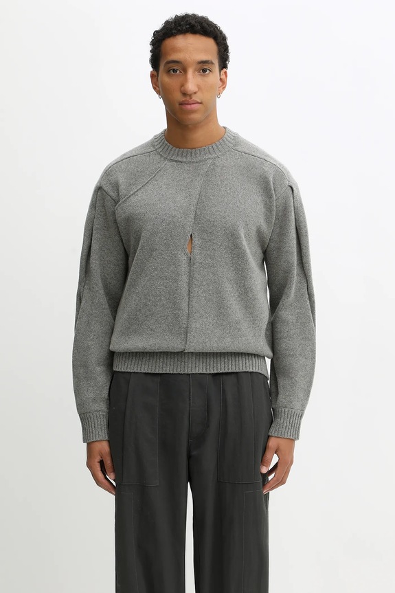 Axel Arigato maglione con lana Stitch paneled melange grigio A3401001