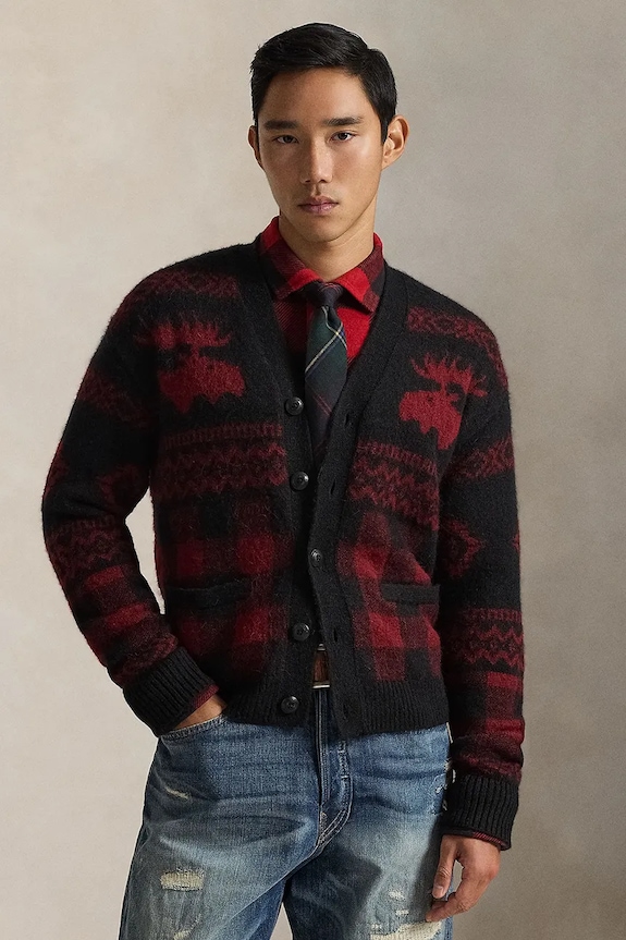 Kardigan s prímesou vlny Polo Ralph Lauren tenká burgundské 710982260