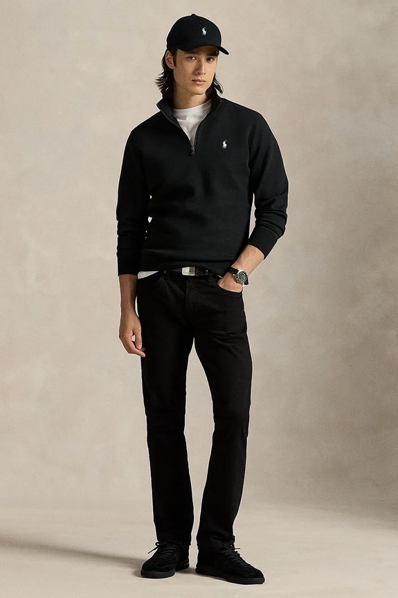 Odzież Polo Ralph Lauren sweter męski z bawełną 710P06234 czarny