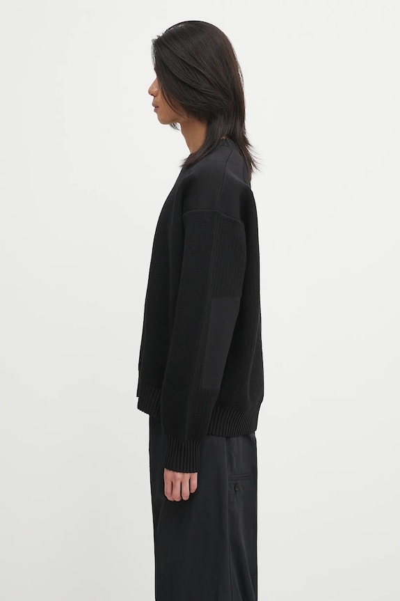 Vlněný svetr Y-3 Padded Knit Crew KD2555 černá AW25