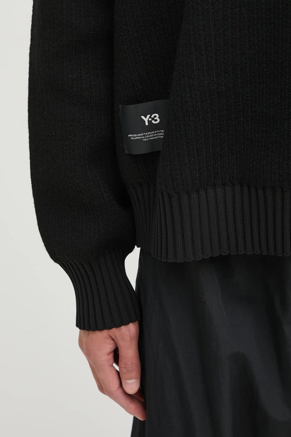 Vlněný svetr Y-3 Padded Knit Crew KD2555 černá