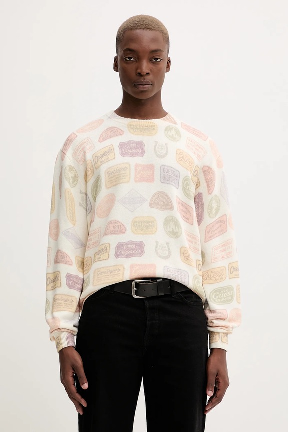 Pamučni pulover Guess Originals pamuk bež M5BR00.Z3P41