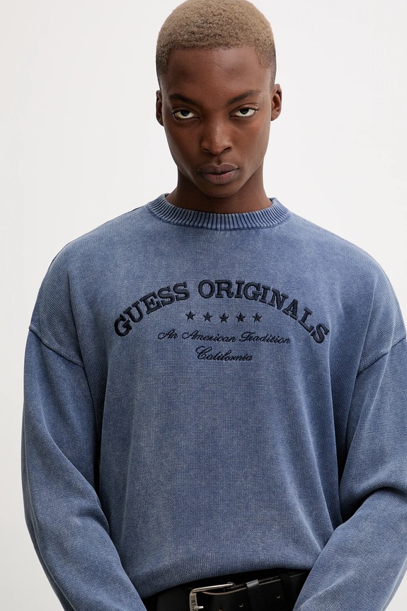 Βαμβακερό πουλόβερ Guess Originals σκούρο μπλε M5BR01.Z3P41