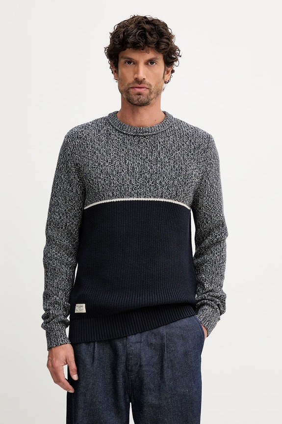 Pepe Jeans sweter bawełniany wzorzyste granatowy PM7000019