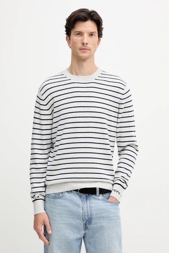 Pepe Jeans pulover din amestec de lână subtiri gri PM7000010