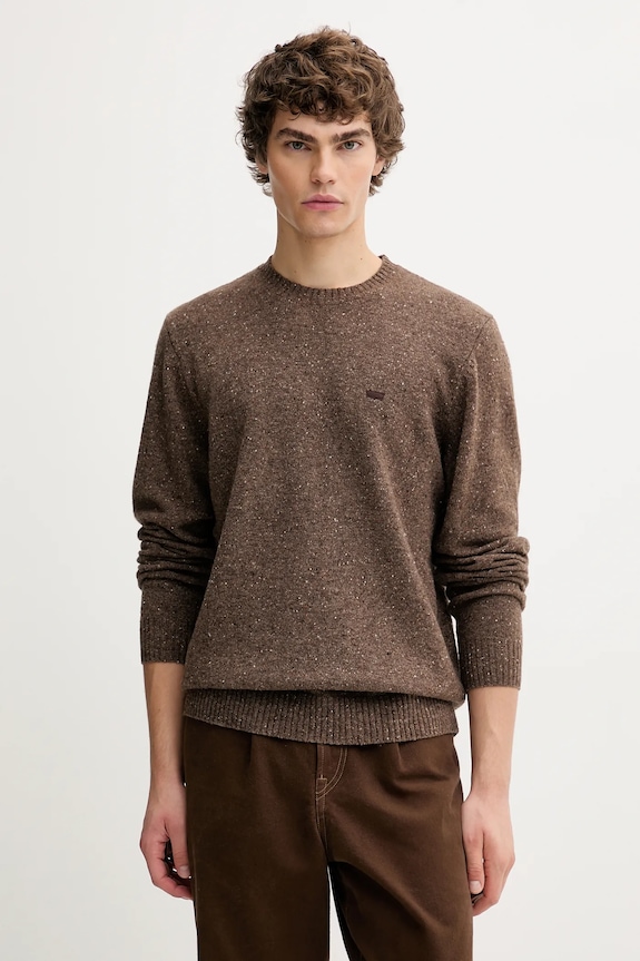 Levi's maglione con lana a maglia fine marrone A4320.0027