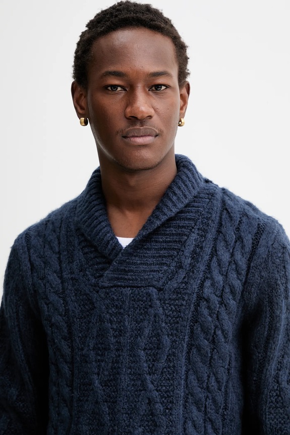 Levi's sweter z domieszką wełny niebieski 003TT