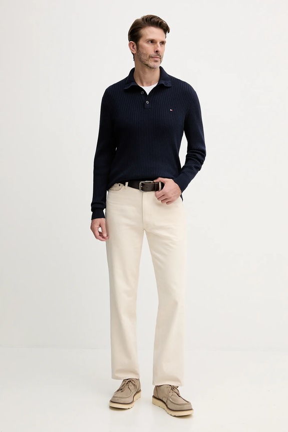 Tommy Hilfiger pulover din amestec de cașmir MW0MW40447 bleumarin AW25