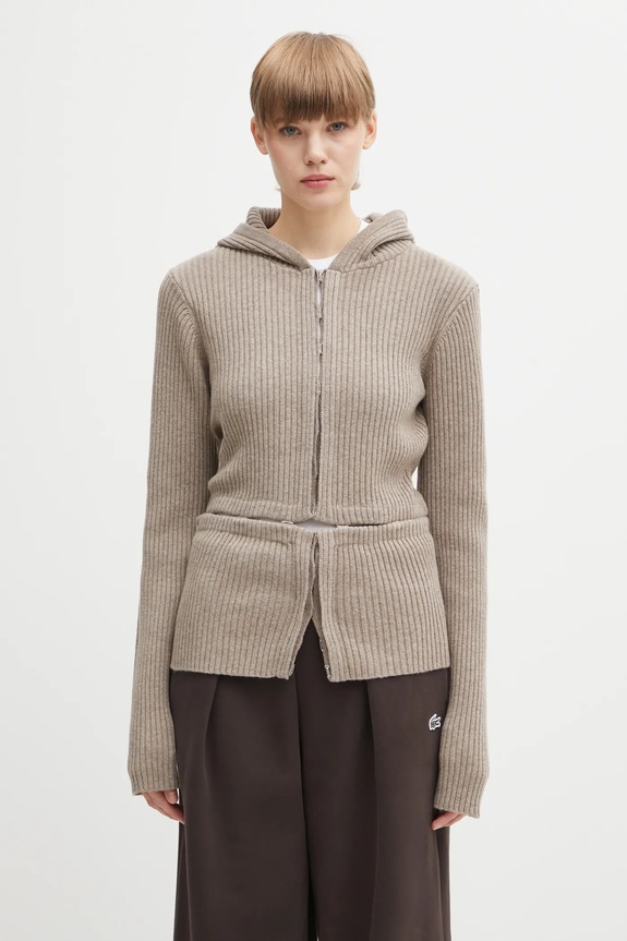 Heliot Emil woolen cardigan melange brown AW25.W.07.084.DST19