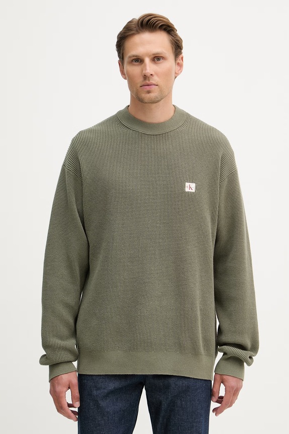 Calvin Klein Jeans svetr pánský bavlněný zelená LV04RD313G