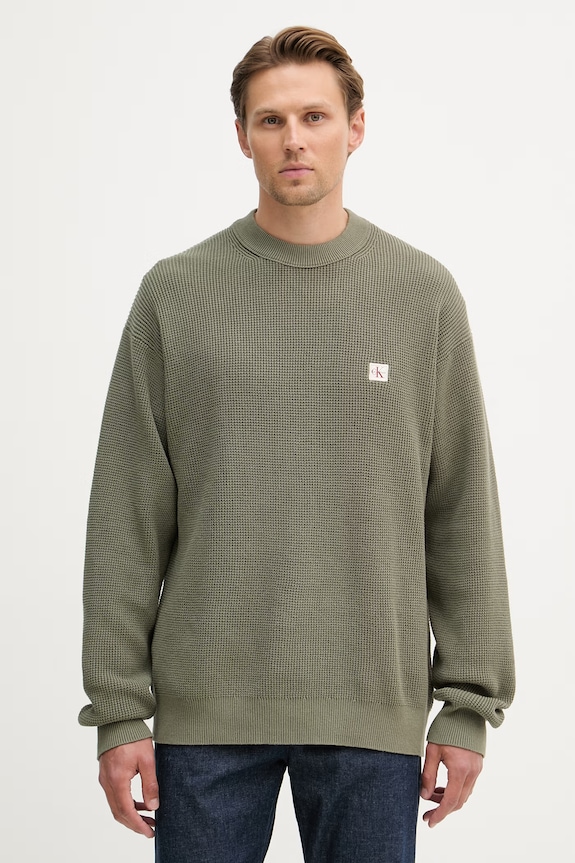 Calvin Klein Jeans svetr pánský bavlněný zelená LV04RD313G