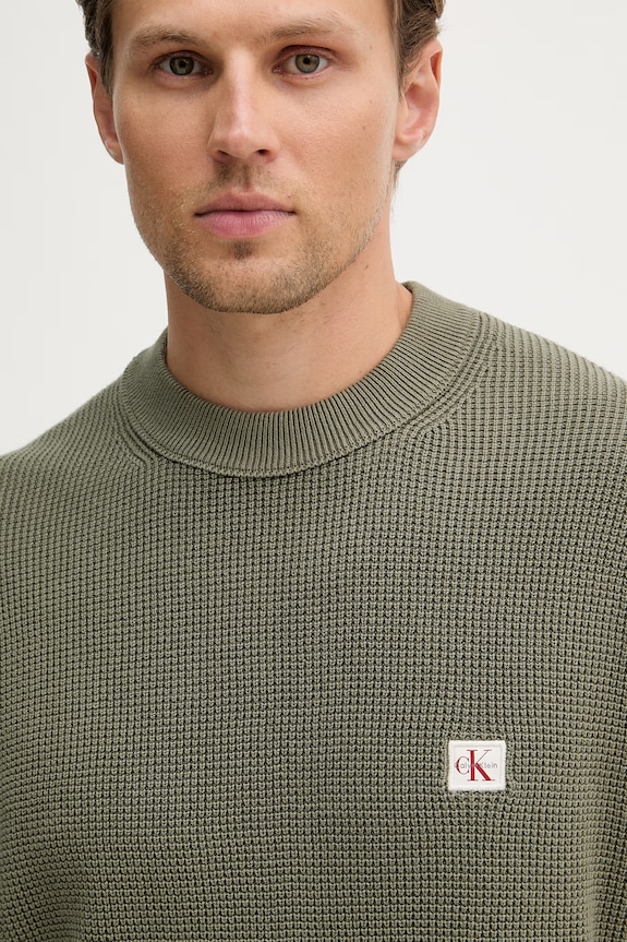 Calvin Klein Jeans svetr pánský bavlněný zelená LV04RD313G
