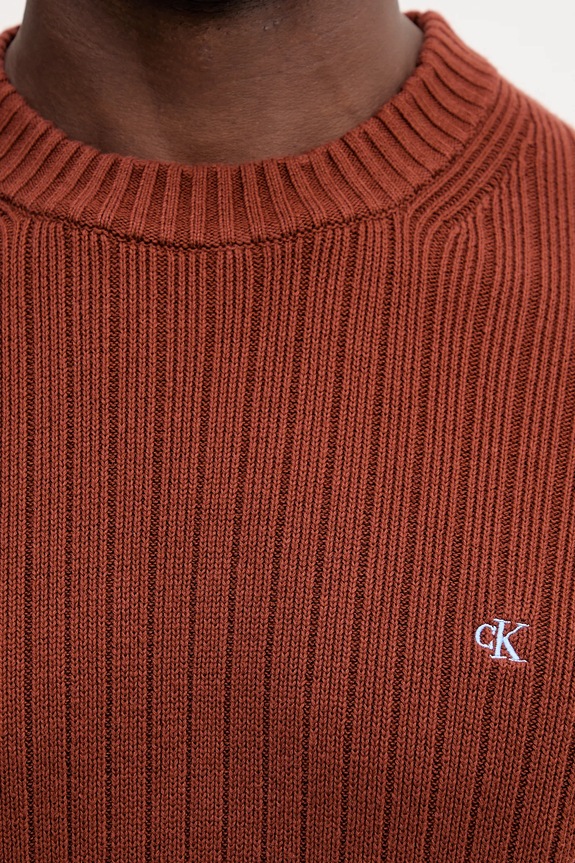 Pamučni pulover Calvin Klein Jeans smeđa LV04RD314G