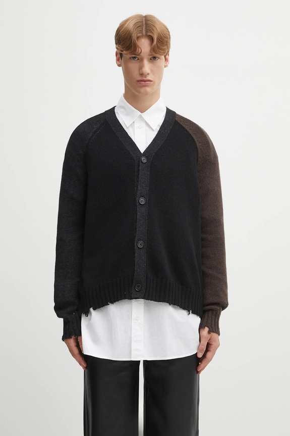 Μάλλινη ζακέτα MM6 Maison Margiela μαλλί μαύρο SH2HP0013.M13160.961
