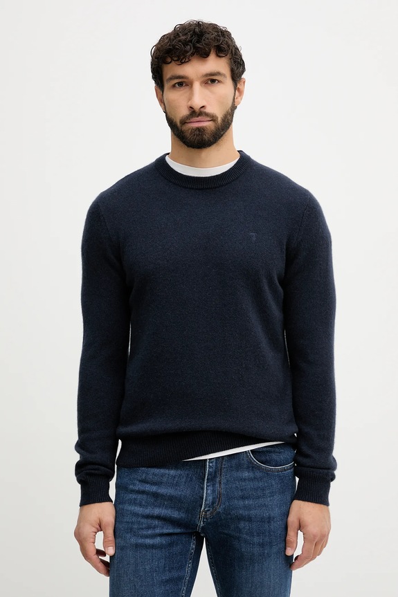 Trussardi sweter kaszmirowy okrągły granatowy M0208000022N