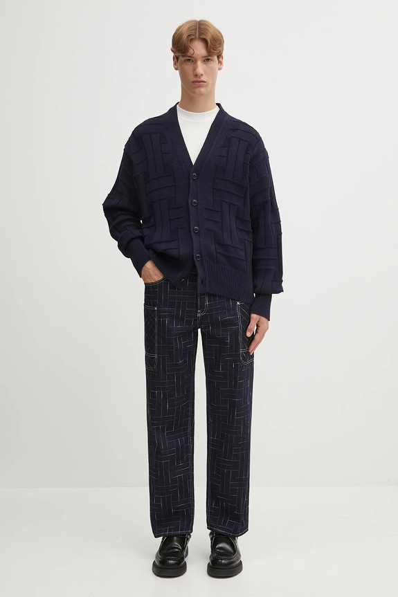 Kenzo cardigan in cotone Gots Kenzo Weave Cardigan FF55CA7073CB blu navy