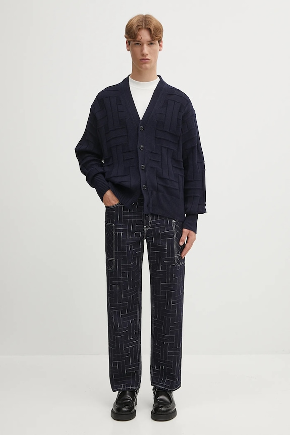 Kenzo cardigan in cotone Gots Kenzo Weave Cardigan FF55CA7073CB blu navy