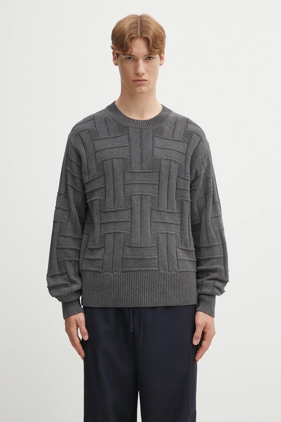Bavlněný svetr Kenzo Gots Kenzo Weave Jumper hladký šedá FF55PU7083CB