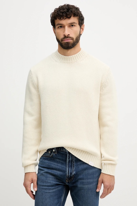 Paul&Shark sweter z dodatkiem wełny okrągły beżowy 15311054