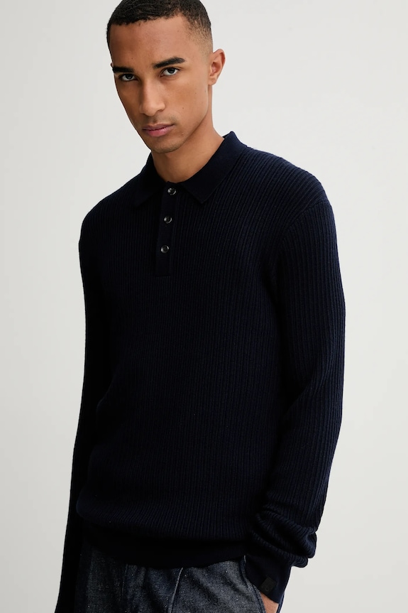 Rag & Bone sweter wełniany granatowy RH2625F6MWH