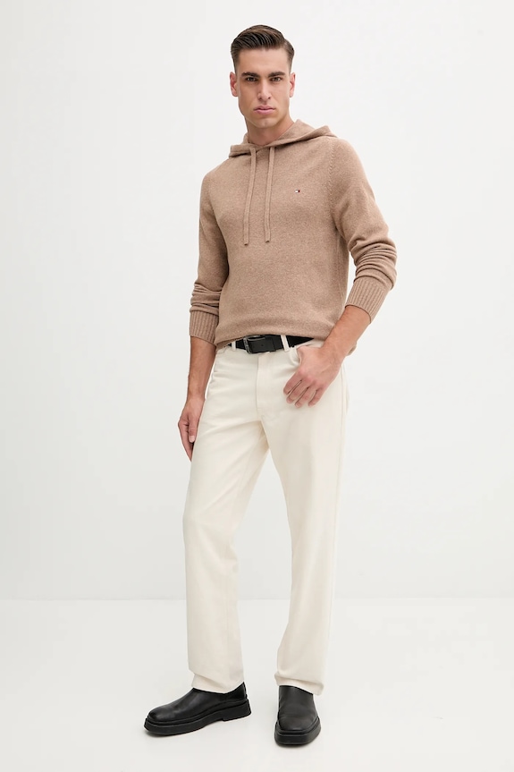 Tommy Hilfiger sweter wełniany MW0MW40438 brązowy AW25