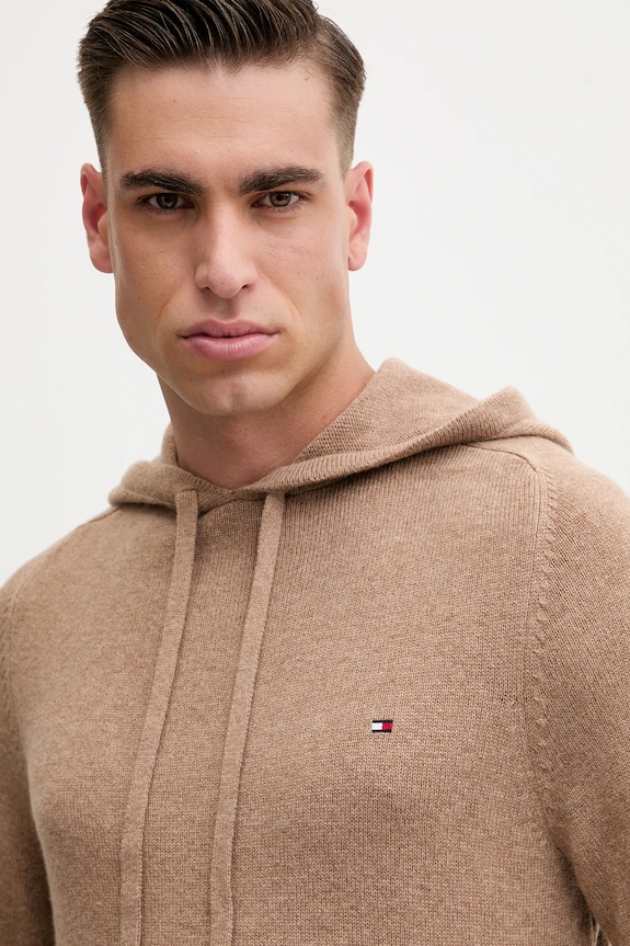 Tommy Hilfiger sweter wełniany brązowy MW0MW40438