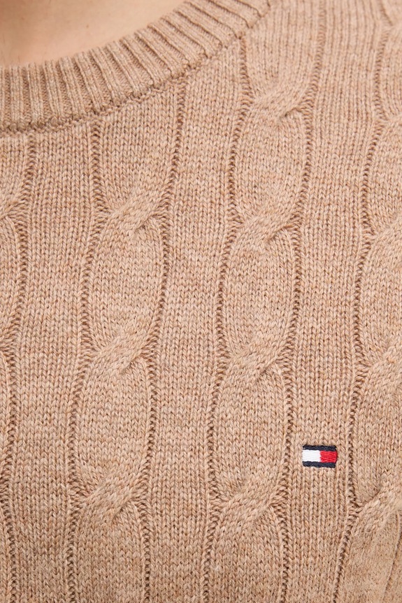 Tommy Hilfiger sweter wełniany MW0MW40442 brązowy