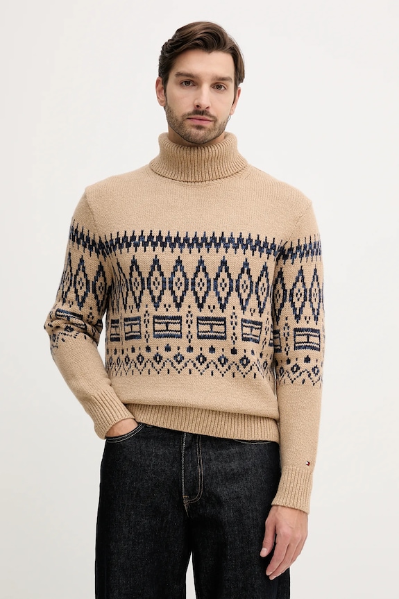 Tommy Hilfiger pulover din amestec de lână groase maro MW0MW40843