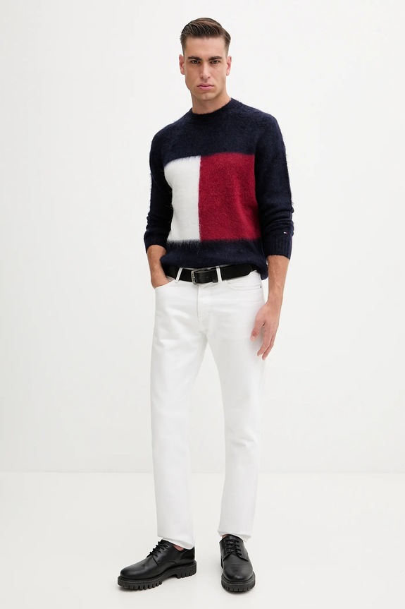 Tommy Hilfiger sweter z dodatkiem wełny MW0MW41322 granatowy AW25