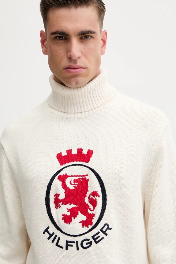 Βαμβακερό πουλόβερ Tommy Hilfiger μπεζ MW0MW41482