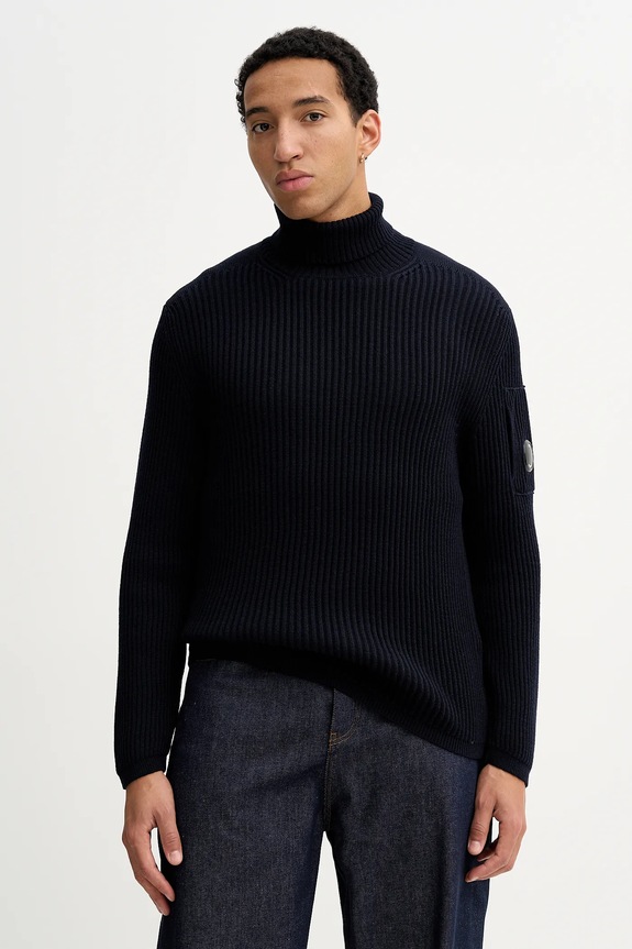 Πουλόβερ με προσθήκη μαλλιού C.P. Company λεπτό σκούρο μπλε 19CMKN220A006595A