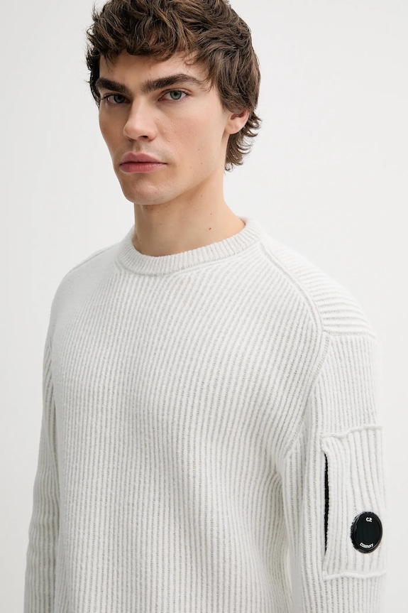 C.P. Company sweter z dodatkiem wełny beżowy 19CMKN307A006170A