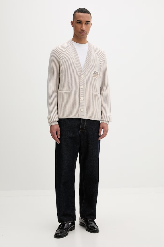 Filling Pieces cardigan bărbătesc cu amestec de lână Knit Cardigan 422573500127 bej AW25