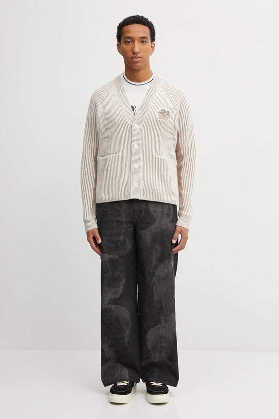 Filling Pieces Knit Cardigan kardigán pánsky s prímesou vlny 422573500127 béžová